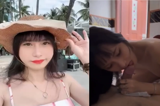 Thư giãn ở bãi biển chỉ để làm bạn trai thoả mãn bằng miệng